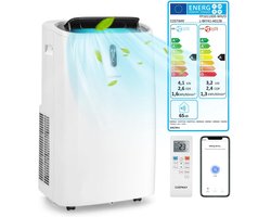 COSTWAY 5-in-1 ventilatorkachel, mobiele airconditioning, 14000 BTU, ontvochtiger, verwarmingsfunctie, luchtreiniger, slaapmodus, airconditioner met afvoerslang, 2,6 kW, 16 tot 32 °C, 25 tot 45 m², app/afstandsbediening, 24-uurs timer