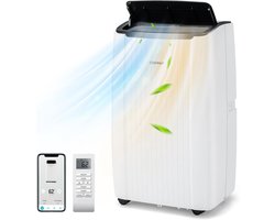 COSTWAY Airconditioning met afvoerslang, 14000BTU, kamergrootte tot 177 m³ (65 ㎡), 4-in-1 mobiele airconditioning, luchtkoeler, verwarming, luchtontvochtiger en ventilator, met auto- en slaapmodus