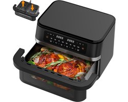 11L Dual Zone Heteluchtfriteuse Met Uitneembare Scheidingswand | 2950W Airfryer Met Kijkvenster