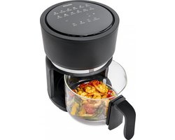 4SWISS ABB-G24 Pure Glass - Airfryer - Heteluchtfriteuse - 1200W - 3L - Touchscreen - Glazen bak - Zwart