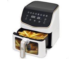 AG Airfryer XXL Premium - Wit- Luchtfriteuse - Anti-aanbak - Tot 8 personen- Vaatwasserbestendig - Met Receptenboek - Extreem Stil- Snelkooktechnologie - Digitaal Display - Tot 200°C - 8 Voorgeprogrammeerde standen. 7.5L