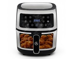 AG5300 Airfryer XXL Premium Zilver – 5.5L Hete Luchtfriteuse – Digitaal Display – 8 Programma’s – Anti-aanbak – Vaatwasserbestendig – Extreem Stil – Gezond Koken Zonder Olie – Inclusief Receptenboek