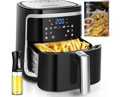 Aigostar Airfryer XXL - met Olijfolie Sprayer - Heteluchtfriteuse - 7 liter - Digitaal display - 1600 gr friet - Inclusief airfryer kookboek - 7 programma's - 1900 W - Zwart