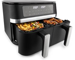 Airfryer XXL Dubbel Heteluchtoven 11 Liter - Digitale Air Fryer Met 2 Manden - 2950W - Sync Finish - Zwart - Vivid Green