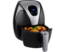 alpina Airfryer 2.4L - Heteluchtfriteuse 1-4 Personen - Air Fryer met Digitaal Touchscreen - Instelbare Temperatuur 80 tot 200 Graden - met Timer Functie - Heteluchtoven 1500W - Zwart