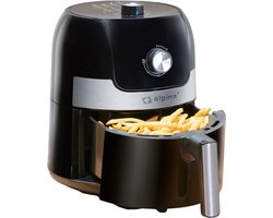 alpina Airfryer 3.5L - Heteluchtfriteuse 2 tot 3 Personen - Air Fryer met Instelbare Temperatuur van 80 tot 200°C - Hetelucht oven Airfryer Timer tot 60 Minuten - 1400W - Zwart