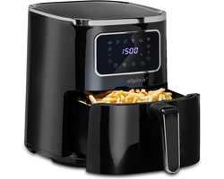 alpina Airfryer 4.5L- Heteluchtfriteuse voor 3 tot 4 Personen - Air Fryer met Digitaal Display - Instelbare Temperatuur van 80°C tot 200°C - Timer tot 60 Minuten - Hetelucht Friteuse 1450W