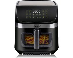 alpina Airfryer XXL - Heteluchtfriteuse 9L - Air Fryer 6 Personen en Meer - Heteluchtoven met Digitaal Touchscreen - Instelbare Temperatuur 60 tot 200 Graden - 8 Kookprogramma's