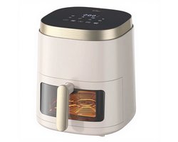 Bear Air Fryer QZG-F15E3 – 5L Heteluchtfriteuse met Kijkvenster – 1500W – Slim Touchscreen & 8 Programma’s – Minder vetFrituren