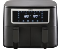 Bourgini Duo Heteluchtfriteuse 2 x 4.0L - PFAS vrij - Airfryer XXL - 2 laden met synchronisatie functie - Touchscreen - 8L - 2600W - Zwart