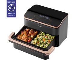 Cosori Twinfry Dubbele Airfryer XXL - Heteluchtfriteuse 10 liter - Twee kookvakken of 1 MegaZone - 6 Programma's - Boven- en Onderwarmte - Dual Zone Technologie