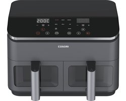 Cosori XXL Dual Basket airfryer - 8.5L inhoud - 2 Gelijke Manden - 6 Programma's - Met Venster - Zwart