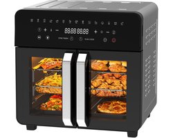 Dewelling AFTO-2301DT XXL Two Zone Airfryer 23L– Super Grote Heteluchtfriteuse met Verwijderbare Tussenschot, 2200W, Dubbele Franse Deuren, 12 Accessoires, 15 Programma’s