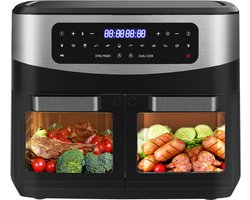 Dewelling KDFO-5511DTW 12L XXL Dual Zone Airfryer met Afneembare Scheidingswand – 2600W Heteluchtfriteuse met Kijkvenster – Sync Finish & Dual Cook