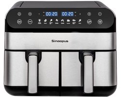 Digitale Airfryer XXL 11L 920 – Heteluchtfriteuse met Dubbele Mand en DualMand Onafhankelijke Snelle Opwarming – Voor Gezinnen – 8 Programma’s – LED Touchscreen – Kijkvenster – Makkelijk te Reinigen – Capaciteit voor 10 Personen