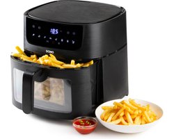DOMO DO543FR Airfryer XXL - 8L - Heteluchtfriteuse met Kijkvenster - PFAS-vrij - Zwart