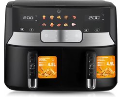 Dubbele Airfryer XXL 9L - 2×4.5L - 10 Programma’s - RAF