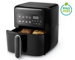 FRITEL Airfryer SnackTastic® 4303 – Compacte Airfryer / Heteluchtfriteuse 2,8L – 1200W – Voor 1-2 Personen – Digitaal Touchscreen – 8 Programma’s – Vaatwasserbestendig – PFAS-vrij – Zwart