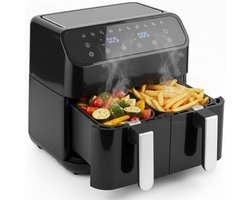 Golermo Dubbele Airfryer XXL – 2 Mandjes – Totaal 8L – Slimme Heteluchtfriteuse met Touchscreen – Minder Vet, Meer Smaak – Voor het Hele Gezin
