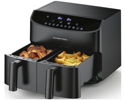 GOURMETmaxx Airfryer met Dubbele Kamer 2x3,5 L Zwart met Touchdisplay en Timer Energiezuinig Frituren 10 Programma’s 2400 W