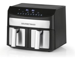 GOURMETmaxx Dubbelkamer Airfryer 2x 3,5L - Roestvrij staal | Airfryer Oven met synchroon-kookzones, timerfunctie & touchdisplay | energiezuinig frituren | 10 programma's | 2400 watt | heteluchtoven