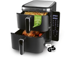 GOURMETmaxx FryUp Vertical Double Chamber Hot Air Fryer | vertical air fryer | folding touch display | 32% more space-saving | capacity 10L | hot air fryer 2 chambers