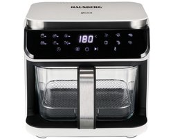 Hausberg HB-2343AB Airfryer – 1400W – Heteluchtfriteuse met Glazen Kom – 12 L – Zwart/RVS – Oliearm Frituren - 12 programma's