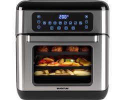 Inventum GF1200HLD - Airfryer oven - Hetelucht friteuse - 12 liter - 8 programma's - 5 accessoires - PFAS vrij - 80 tot 200 graden - 1500 watt - Zwart/RVS