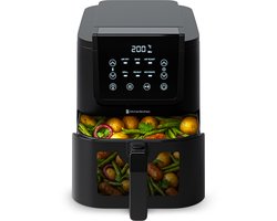KitchenBrothers Airfryer XL - 1500W - 5L - Heteluchtfriteuse - 60ºC tot 200ºC - Met kijkvenster - Compact design - Extra stil - 6 Kookprogramma's - Zwart