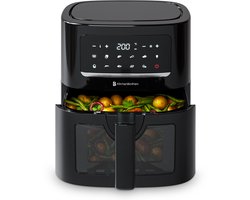 KitchenBrothers Airfryer XL - 1600W - 6L - Heteluchtfriteuse - 50ºC tot 200ºC - Met kijkvenster - 10 Kookprogramma's - Zwart