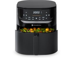 KitchenBrothers Airfryer XL - PFAS-Vrij - 1500W - 5L - Heteluchtfriteuse - 80ºC tot 200ºC - 8 Kookprogramma's - Zwart