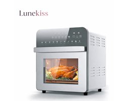 Lunekiss 15L luchtfriteuse oven 11‑in‑1 met dubbele verwarming, roestvrij staal, 1700W, draaispit & dehydrator