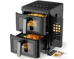 MAGICFOX Airfryer - 10 liter - 2 roosters - touchscreen - 9 programma's