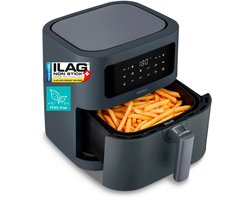 MEDION E40 XL heteluchtfriteuse (5,2 L, airfryer, 2 150 W, 9 automatische programma’s, bakfunctie, frituren zonder olie, touchbediening, LED-display), matgrijs