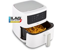 MEDION P10 XL Heteluchtfriteuse (6,8 L XXL, Airfryer, 2.150 W, dubbele verwarmingselementen in roestvrij staal, schudalarm, 9 programma’s, LED-touchscreen) mat