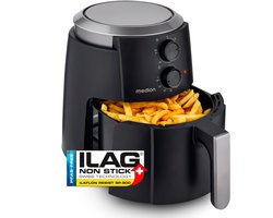 MEDION P30 L Heteluchtfriteuse (4,7 liter, airfryer, 1500 watt, eenvoudige bediening, olievrij frituren, 60 min timer, tot 200° C, antiaanbaklaag, MD13020) zwart