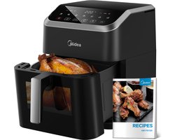Midea Air fryer MF-CY70K - Hete lucht friteuse - 7L Capaciteit - HeatXpress Technologie - 90% Minder Olie - Energie en Tijdsbesparing met 7 Voorinstellingen - Transparante klep - Verlicht - Antiaanbaklaag, Zwart