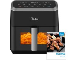 Midea airfryer MF-CY55K - Midea Heteluchtfriteuse - 5L Inhoud - HeatXpress Technologie - Energie- en Tijdsbesparing met 7 Voorinstellingen - Kijkvenster & Licht - Antiaanbaklaag - Zwart