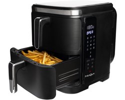 Nexxt Double Stacked Airfryer met 12 Kookprogramma’s – Dubbele Heteluchtfriteuse – 5,5 + 5,5 Liter – 11 Liter – Gestapeld - Opvouwbaar Display – Zwart