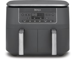 Ninja Dual Zone Airfryer met 2 lades en 6 functies - 7.6 L - Nieuw 2026 Model - 40 tot 240 Graden - 2470 W Vermogen - Airfryen, Max Crisp, Braden, Bakken, Opwarmen en Drogen - DZ300EU
