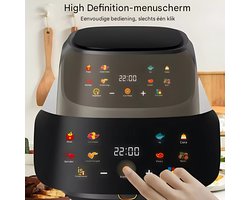 Oven - Grill rooster - Bakplaat - Airfryer - Voor Multifuntioneel Koken - 6-in-1 Elektrische Oven met Dubbele Lade - 1500W, Bakken, Braden & Stomen