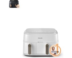 Philips 3000 series NA353/10 friteuse Dubbel 9 l Vrijstaand 2750 W Heteluchtfriteuse Zilver, Wit