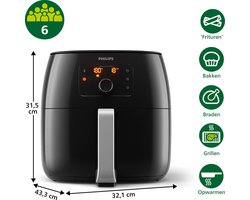 Philips Airfryer Avance Collection Series - HD9762/90 - 7,2 liter (XXL) - TwinTurbostar - Snelkeuzeprogramma's - Warmhoudfunctie