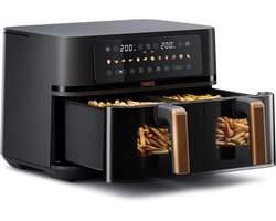 Princess 182272 Dubbele Airfryer - 2x 4.5L - 9 liter - 2 manden - XXL - Touchscreen - Kijkvenster - 12 programma's - 3100W