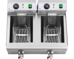 Professionele Elektrische Friteuse met Dubbele Tank 20L - Roestvrijstalen Frituurmachine voor Perfect Gefrituurd Voedsel