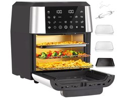 Sinaopus XXL Airfryer & Mini Oven in één – 12L Extra Grote Capaciteit – Inclusief 4 Accessoires – 12 Voorgeprogrammeerde Functies – LED Display – Makkelijk te Reinigen