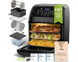 Stillstern Heteluchtfriteuse 12 l met led-touchscreen, XXL-receptenboek in het Duits, 12 programma's, voorverwarmen en warmhouden, 1800 W heteluchtfriteuse Air Fryer XXL zonder olie Drogen Minibakoven Campinggrill