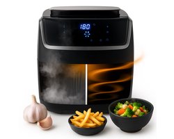 Stoom airfryer Princess - Stoomfunctie - 2-in-1 Stoomoven en Airfryer - Steamer - 8 voorgeprogrammeerde programma's - 6.5 liter - 1700W - Zwart - 182080 - Dubbele airfryer xxl - Voor 6 personen