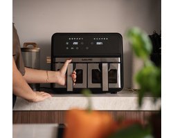 Swiss Pro+ Dubbele Airfryer Heteluchtfriteuse XXL Airfryer twee Kookvakken 8 Liter 1700 Watt Dual Zone Technologie Classic Edition Zilver Model 2026 SPAF8L2S