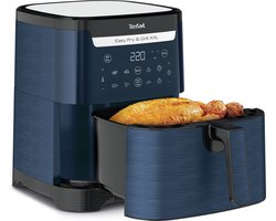 Tefal Easy Fry & Grill EY8014 XXL 6,5L - 2-in-1 Heteluchtfriteuse met Uitneembare Verdeler - Blauw Airfryer met 8 Automatische Kookprogramma's - Beste Grote Airfryer van Tefal - Digitaal Display - Extreem stil - Koken Zonder Olie - Anti Aanbaklaag